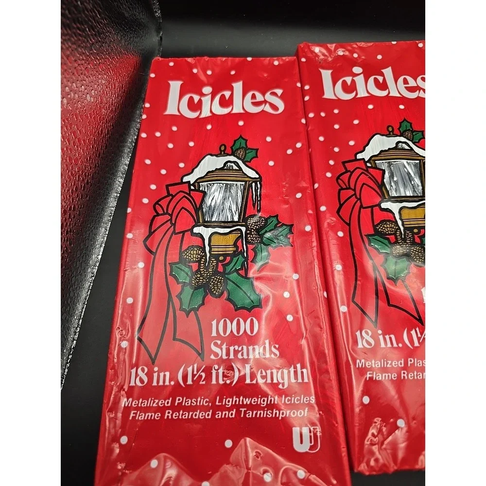 Christmas Silver Icicles 1000 Strands USA Made BY Union Wadding 4 Box Lot‎